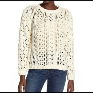 Olivia Sky Open Stitch Crochet Sweater